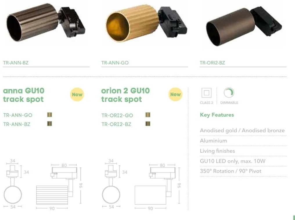 Spot pentru sina Track Project Collection, Anna bronz