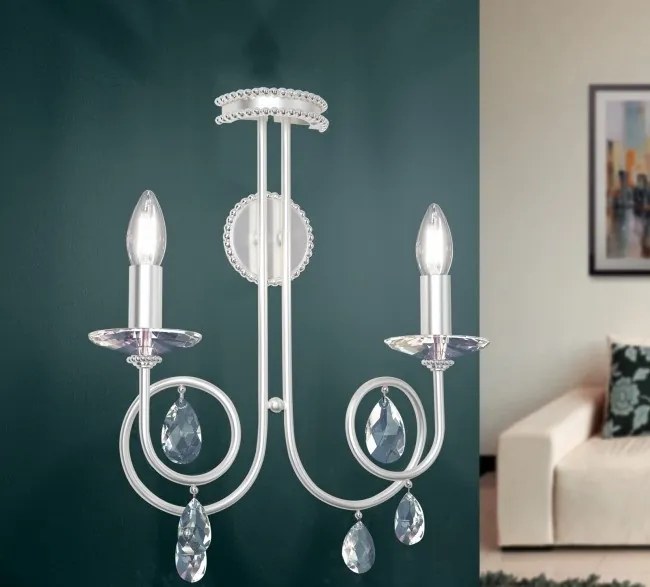 Aplica perete stil clasic cu cristale Swarovski Giada argintiu mat
