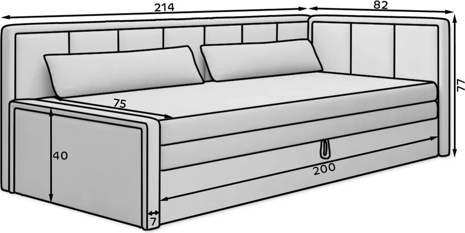 Canapea albastră/gri extensibilă/cu spațiu de depozitare cu tapițerie din chenille 214 cm Fulgeo – ELTAP