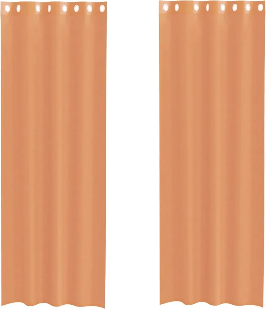 vidaXL Perdele Voile cu Oelii 2 buc Teracotă