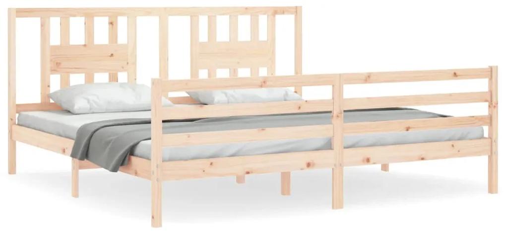 3194591 vidaXL Cadru pat cu tăblie 200x200 cm, lemn masiv de pin