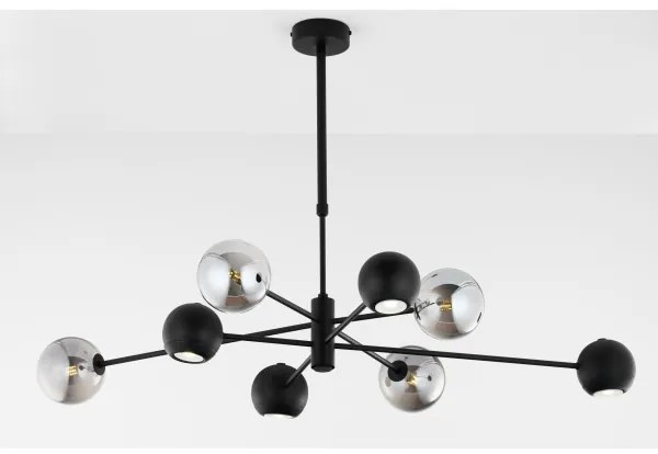 Lustră pe tijă Jupiter 1975 MOKA 4xGU10/10W/230V + 4xG9/10W/230V negru/crom