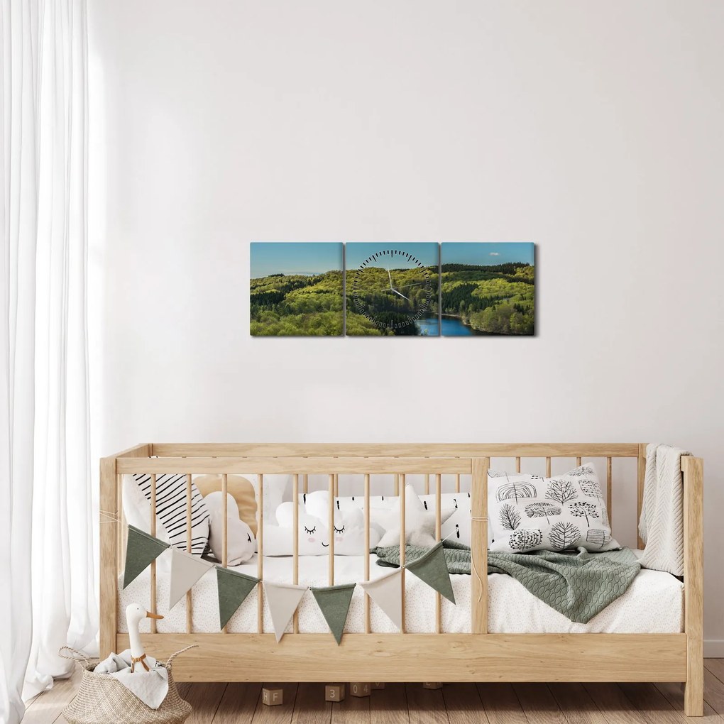 Tablou - Lac montan (cu ceas) (90x30 cm)