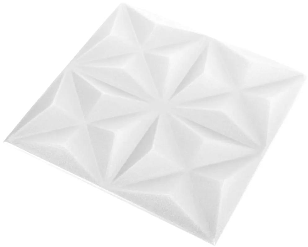 Panouri de perete 3D 12 buc. alb 50x50 cm model origami 3 m   12, Alb origami