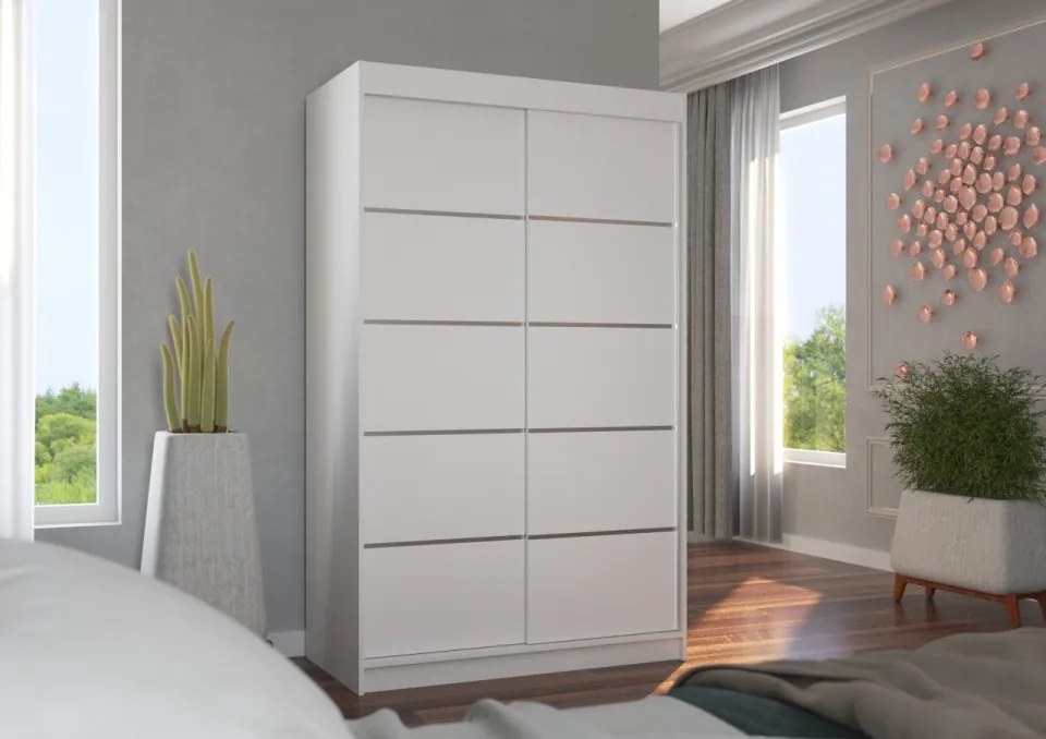 Dulap cu usi glisante 120x200 cm, Benisso, ADRK Furniture (Culoare: Casmir)