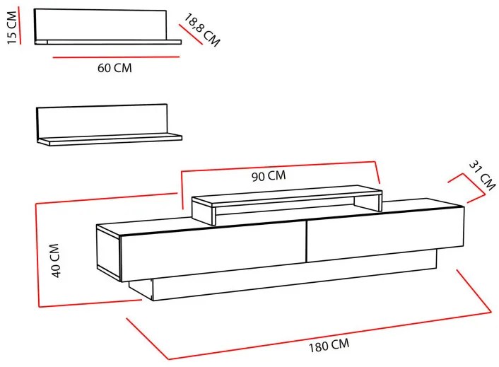 Comoda TV Lusi - Alb, Teak