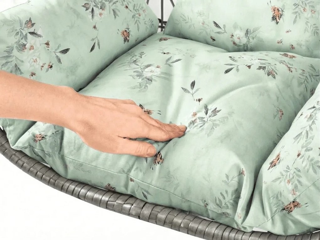 Scaun suspendat gri KOKON fara suport, perna verde deschis cu model