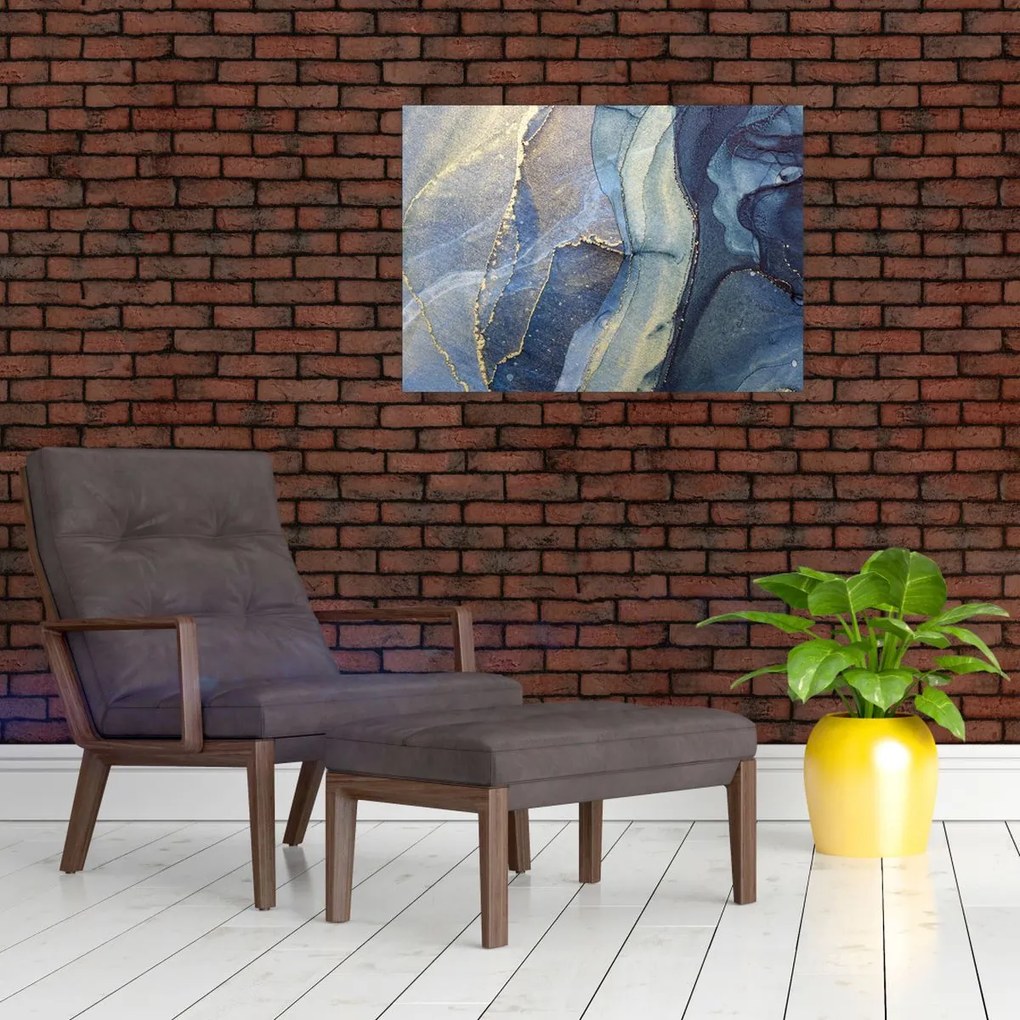 Tablou pe sticlă - Abstracție cu cerneală cu alcool (70x50 cm)