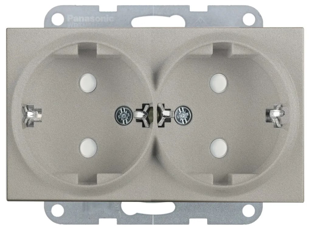 Priza dubla cu impamantare, protectie copii, 16A, IP20, Bronz, Panasonic Karre Plus 55
