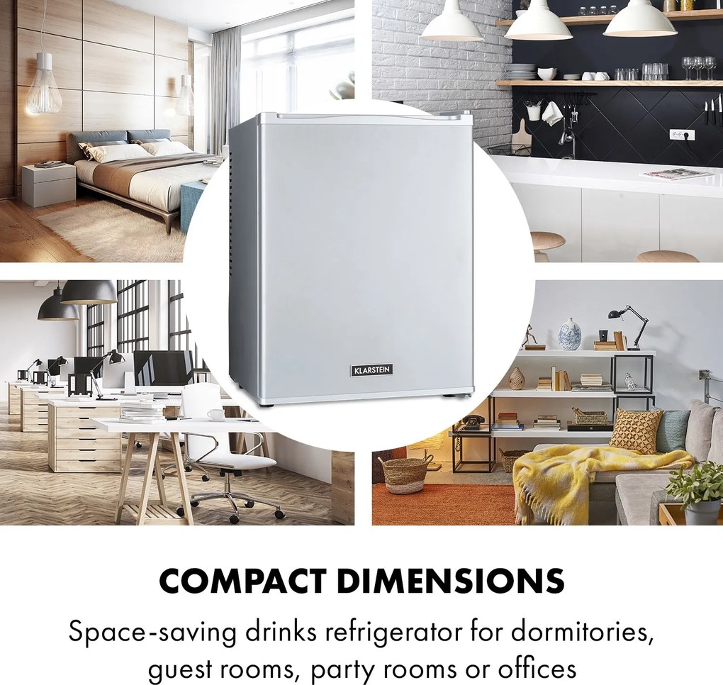 Klarstein Happy Hour 33, minibar, 33 l, 5 - 15 °C, clasa energetică G, silențios, 25 dB, lumină LED, alb
