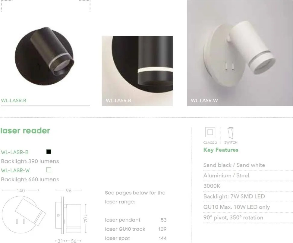 Aplica ambientala cu spot directionabil Laser, negru