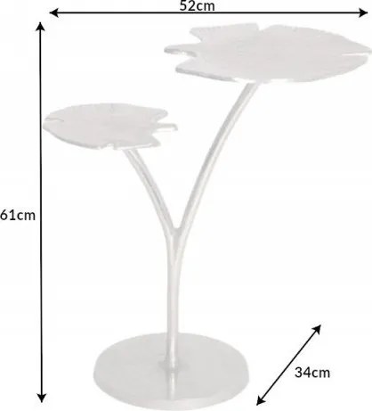 Masuta cu aspect deosebit Ginkgo leafs 56cm, argintiu