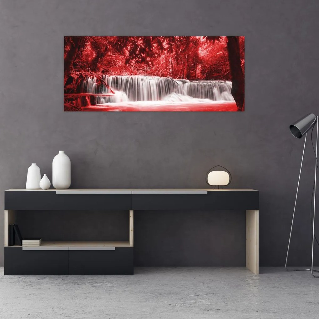 Tablou - Cascadă, roșu (120x50 cm)