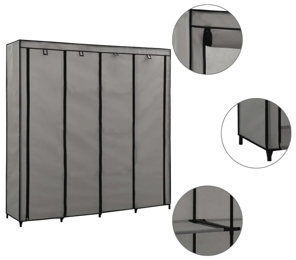 vidaXL Șifonier cu 4 compartimente, gri, 175 x 45 x 170 cm