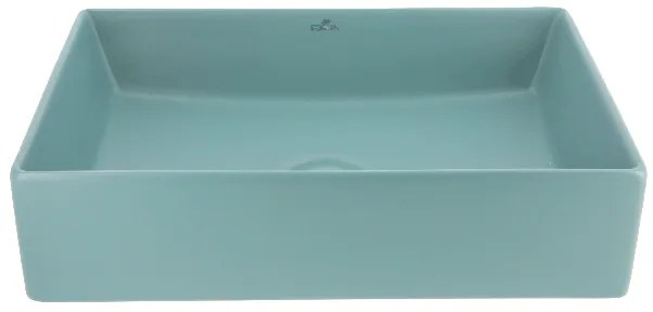 Lavoar baie dreptunghiular pe blat, verde mat, ventil inclus, Foglia, Color Verde mat