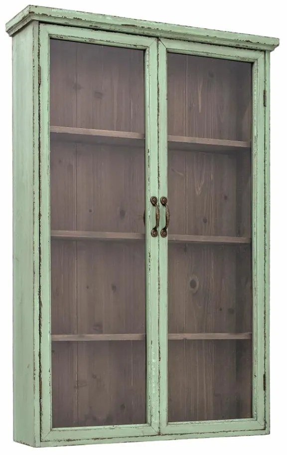 Vitrina verde, din lemn cu aspect vintage, Hazem