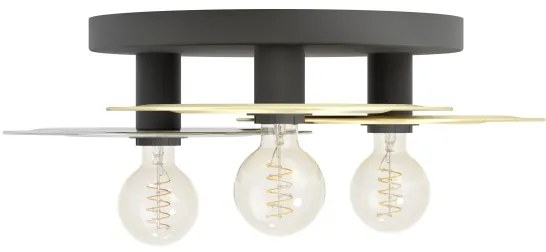Plafonieră Eglo 44027 LINTMILL 3xE27/40W/230V auriu/negru