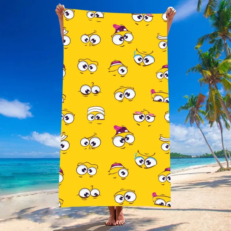 Prosop plaja SMILE 100x180 cm galben, 100% microfibra