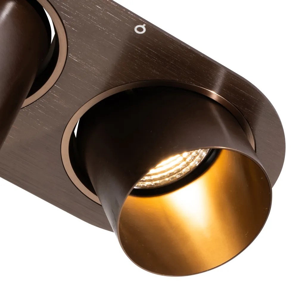 Set de 6 spoturi încastrate bronz închis GU10 70mm înclinabile cu 2 lumini - Installa