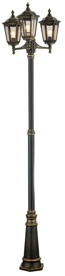 Stalp iluminat exterior stil clasic IP43 HP255 Puchberg AL 11K/82579 schwarz-gold/rauch OR