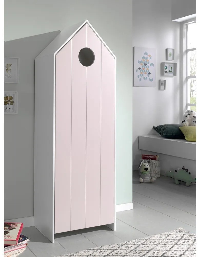 Șifonier de copii alb/roz deschis 115x171,5 cm CASAMI – Vipack