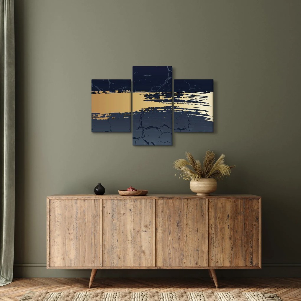 Tablou - Albastru și aur abstracție N⁰2 (90x60 cm)