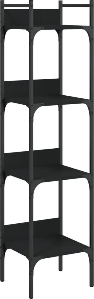 vidaXL Bibliotecă 4 niveluri, negru, 35x30x138,5 cm, lemn prelucrat