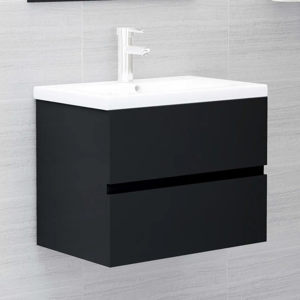 Set mobilier de baie, negru, PAL Negru, 60 x 38.5 x 45 cm, 1