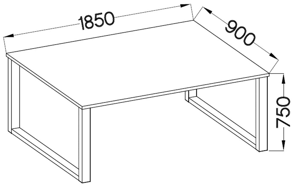 Masă loft industrial 185x90 - Alb / negru