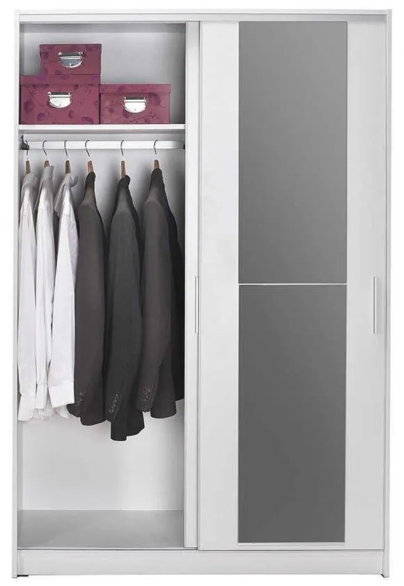 Dulap Haine Adore Elit Mediu , 2 usi glisante cu oglinda, Alb - Lemn Natural, 120 x 182 x 52 cm