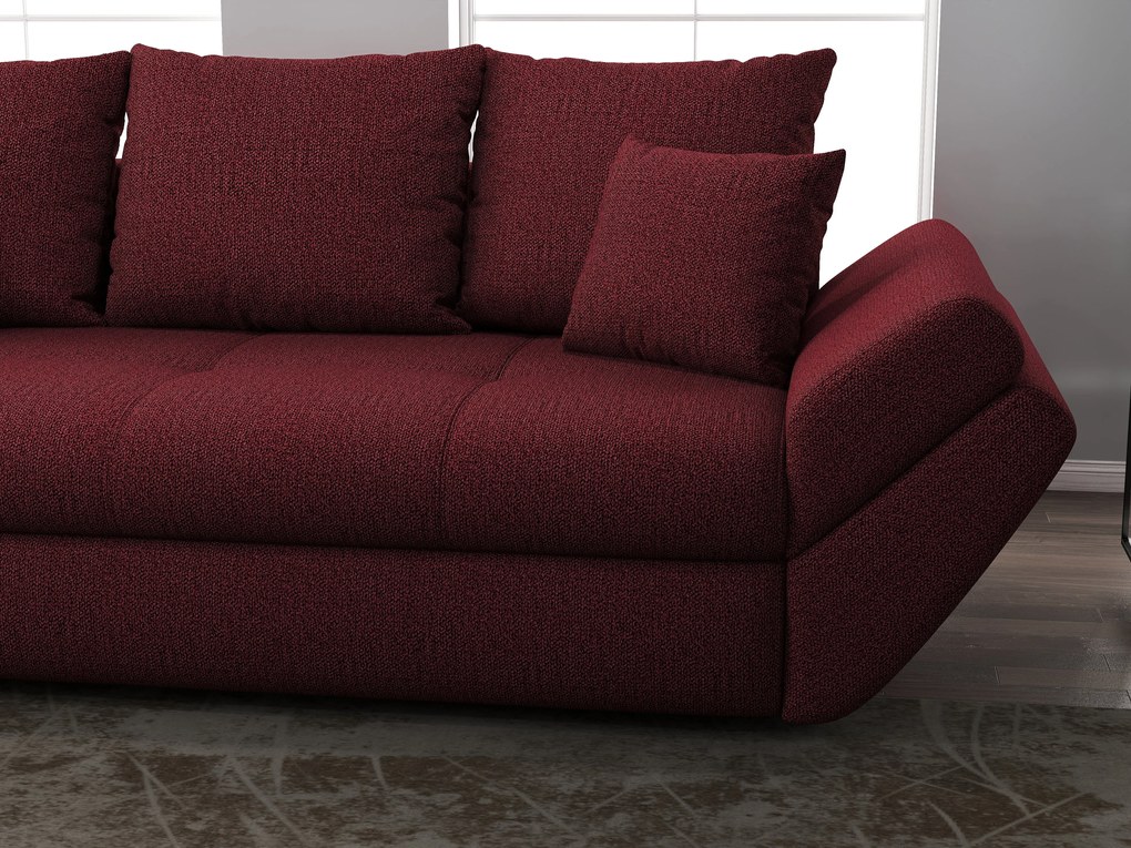 Canapea extensibilă dumonde cu ladă de depozitare si sezut confortabil din spuma high-density, Loana Enjoy Red 250x100 cm