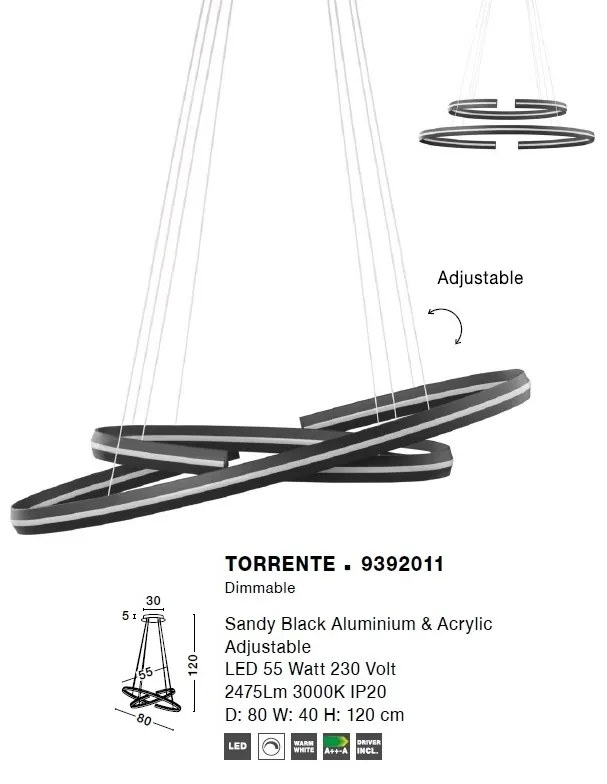 Lustra LED ajustabila design modern circular TORRENTE 55W NVL-9392011