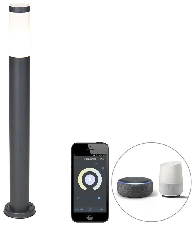 Lampă de stradă exterioară inteligentă antracit 80 cm incl. Wifi P45 - Rox