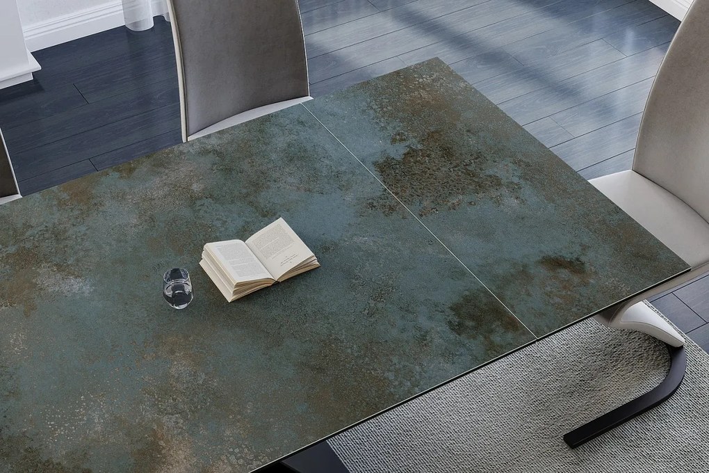 Masa extensibila Westin Ceramic Ossido turcoaz/negru mat L160-240 cm