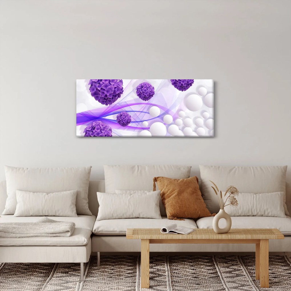 Obraz - Bilă, bile mici, flori (120x50 cm)