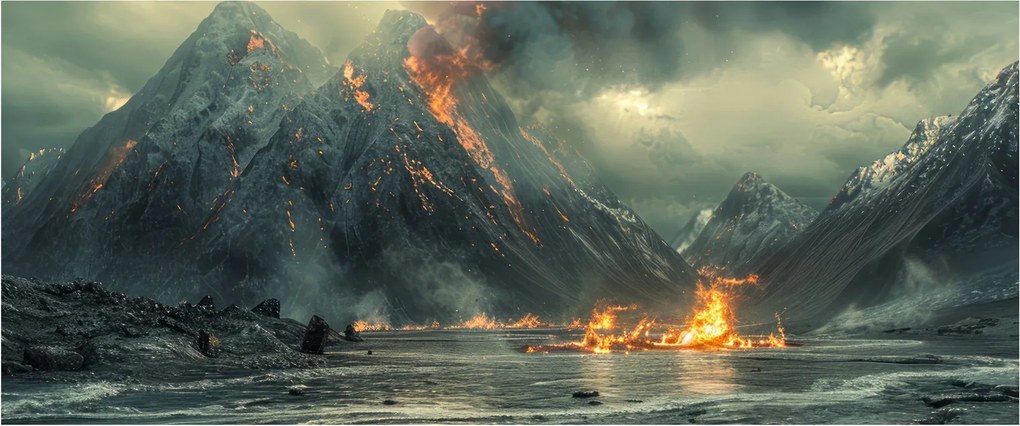 Tablou - Erupție vulcanică (120x50 cm)