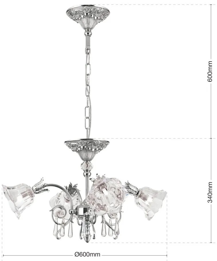 Candelabru cristal design lux LA BOHEME D-60cm 4L antique silver