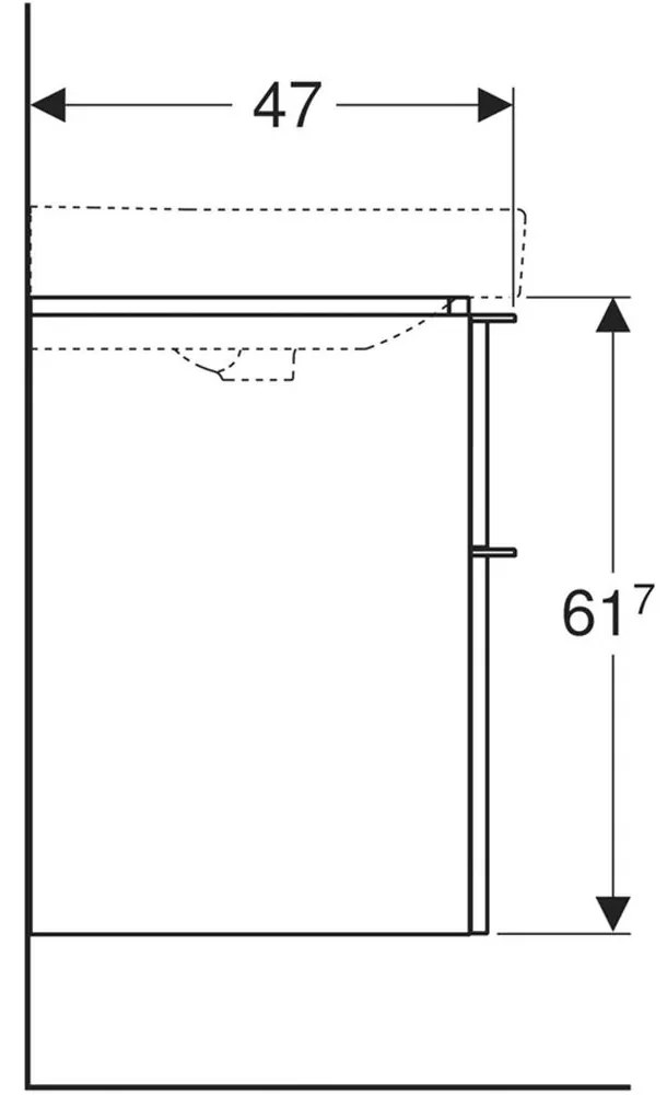 Dulap baie suspendat Geberit Smyle Square pentru lavoar, 80 cm, alb 900 x 470 mm