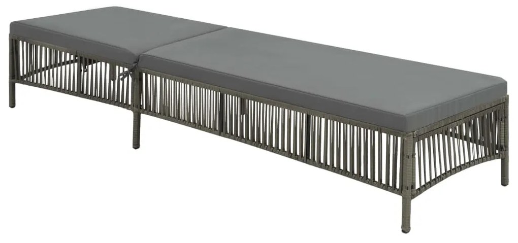 vidaXL Șezlong cu pernă, gri, poliratan