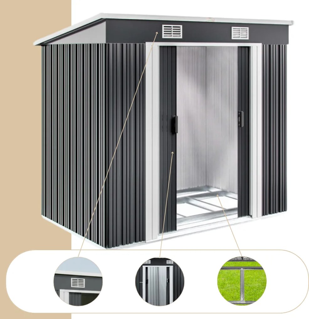 Căsuță de grădină pentru unelte L, 196x122x182 cm, antracit Jurhan