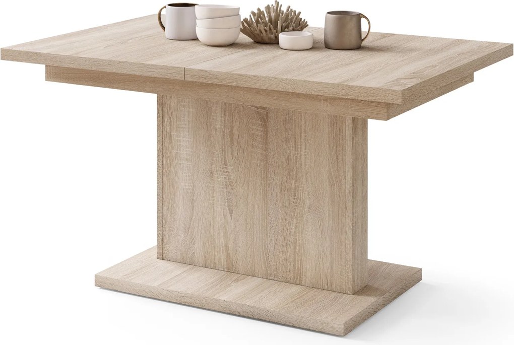 Mazzoni ASTON MINI Stejar Sonoma - MĂSUȚĂ DE CAFEA MODERNĂ EXTENSIBILĂ REGLABILĂ PE ÎNĂLȚIME MASĂ TRANSFORMABILĂ