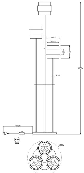 Lampadar Globo 15560S MILLEY 3xE27/60W/230V