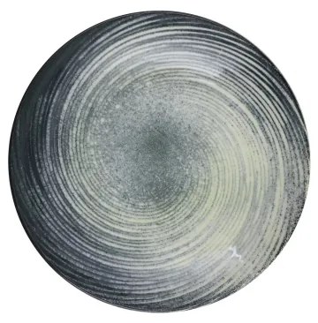 Set veselă 24 de piese verde/negru/porțelan