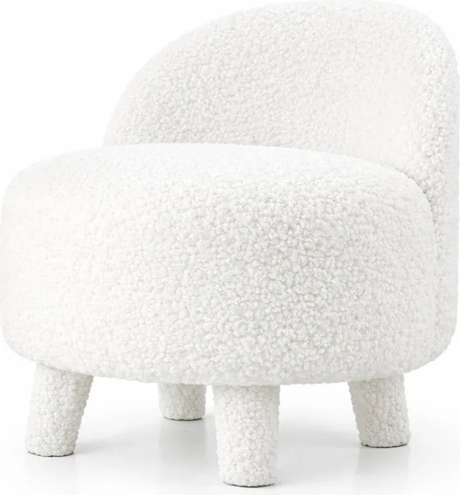 Fotoliu pentru copii alb cu tapițerie din stofă bouclé Moouv – Artie