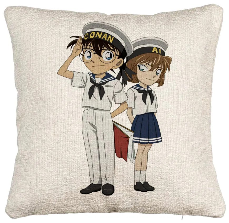 Perna Decorativa Canapea cu Detective Conan 2, 40x40 cm, Cu fermoar