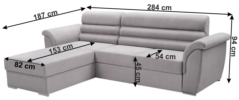 Set de canapea, ţesătură Queens gri deschis, stânga, FABO