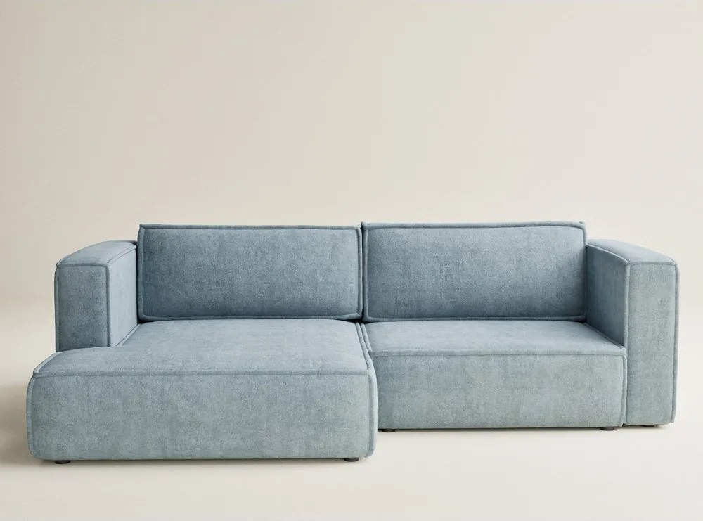 Colțar albastru deschis extensibil/cu spațiu de depozitare cu tapițerie din chenille (cu colț pe partea stângă/cu șezlong) Velto – Maison de Rêve