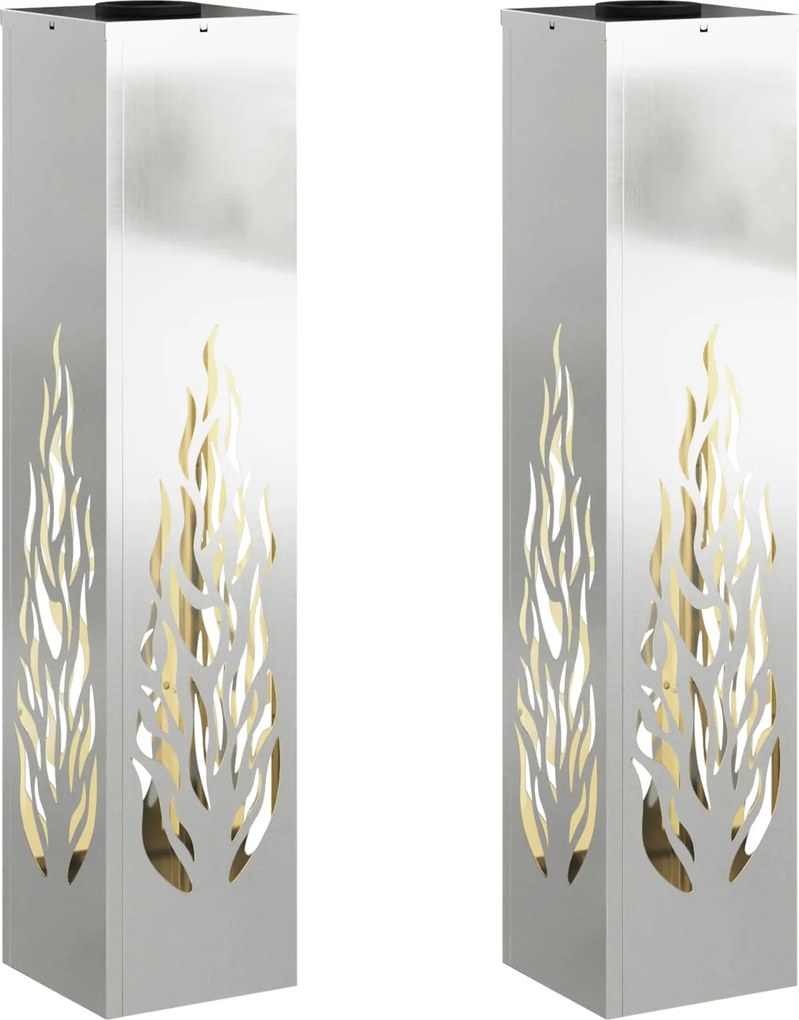 vidaXL Lumină LED Solară pentru Alei 2 pcs Argintiu Oțel galvanizat