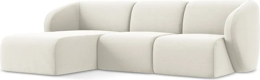 Colțar bej cu tapițerie din catifea (cu colț pe partea stângă/cu șezlong) Lani – Makamii