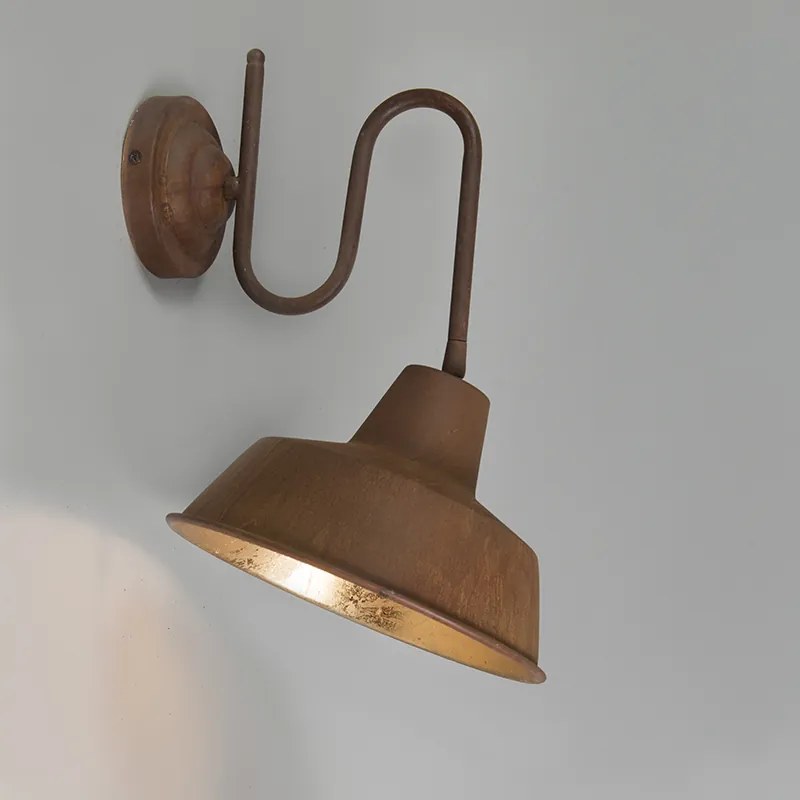 Lampă de perete industrială ruginită cu interior auriu - Factory